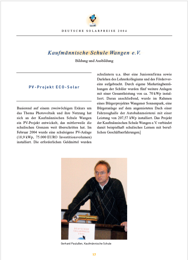 Deutscher Solarpreis 2004